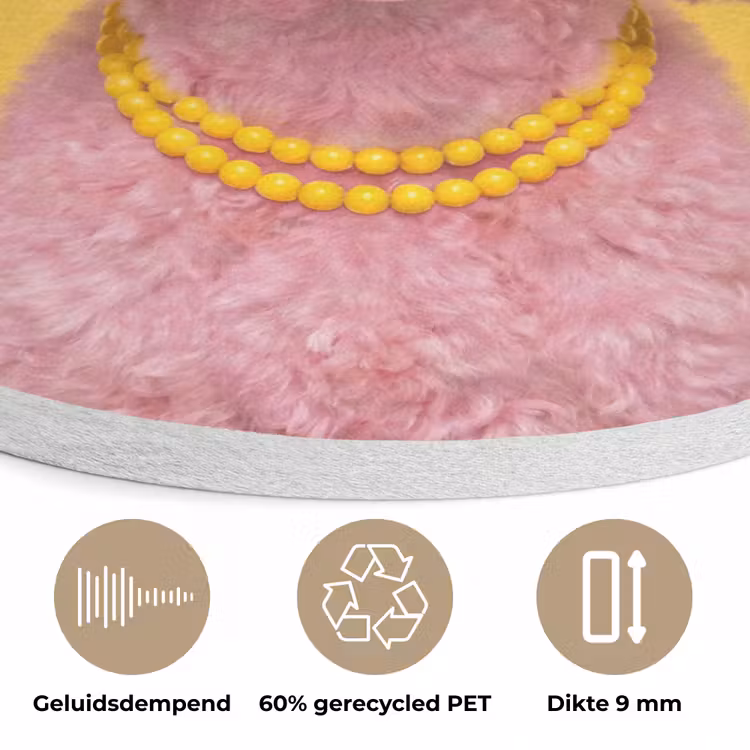 Hond - Kauwgum - Dieren - Modern - Roze Akoestische PET Vilt - Rond klein -closeup_NL