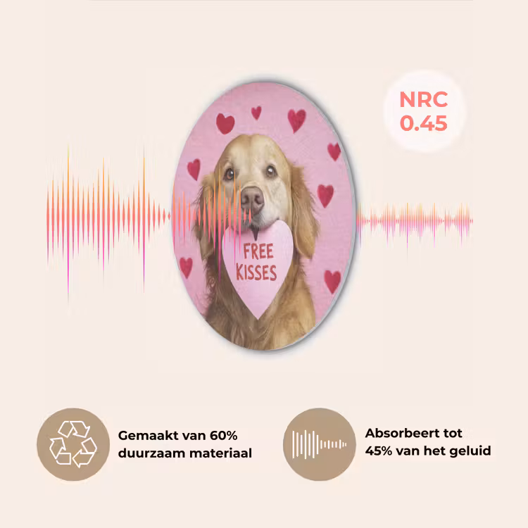 Hond - Kiss- Valentijn - Hartjes Akoestische PET Vilt - Rond klein -USP_NL
