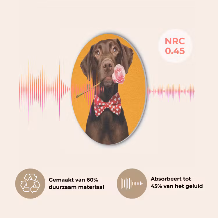 Hond - Oranje - Roos - Valentijn Akoestische PET Vilt - Rond klein -USP_NL