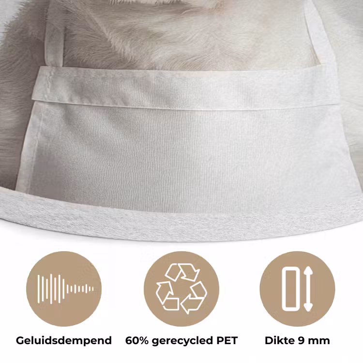 Hond - Wit - Kok Akoestische PET Vilt - Rond klein -closeup_NL