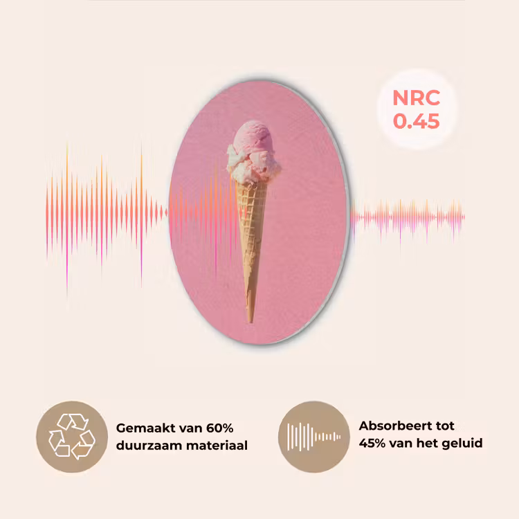 Hoorntje - Schepijs - Roze Akoestische PET Vilt - Rond klein -USP_NL