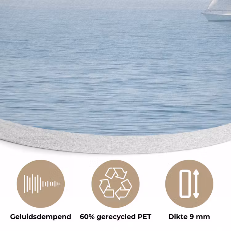 Horizon - Zeilboot - Zee Akoestische PET Vilt - Rond klein -closeup_NL
