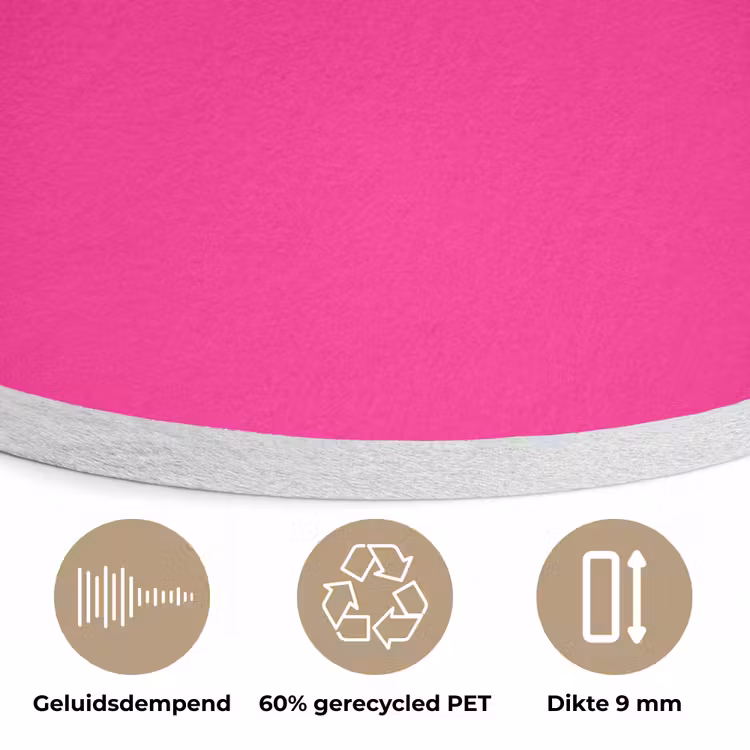 Hot - Fuchsia - Roze Akoestische PET Vilt - Rond klein 838 -closeup_NL