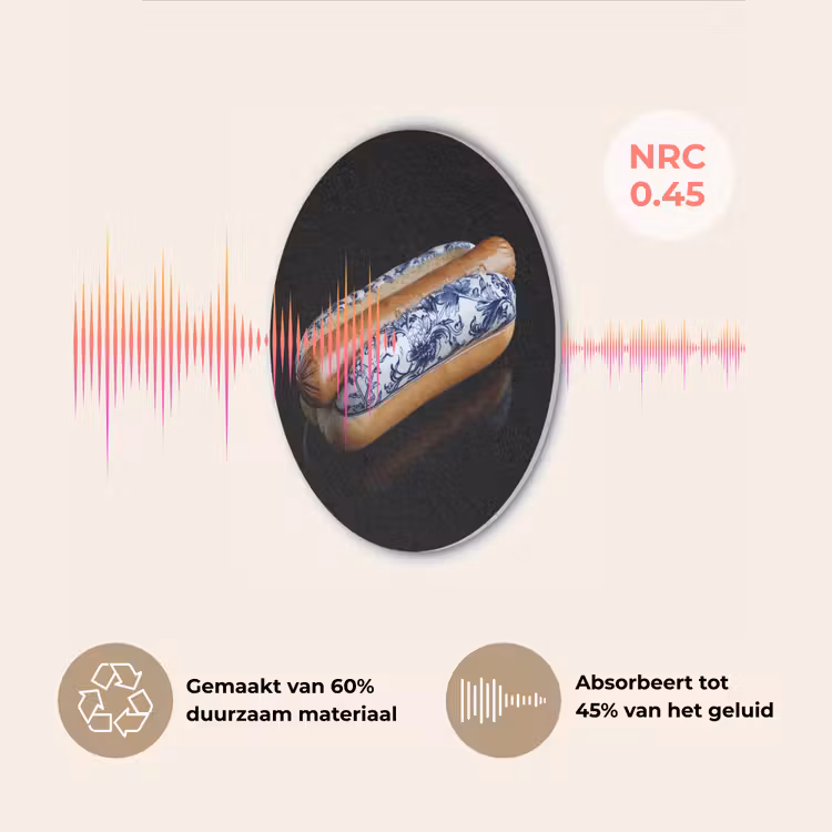 Hotdog - Porselein - Delfts blauw - Eten Akoestische PET Vilt - Rond klein -USP_NL