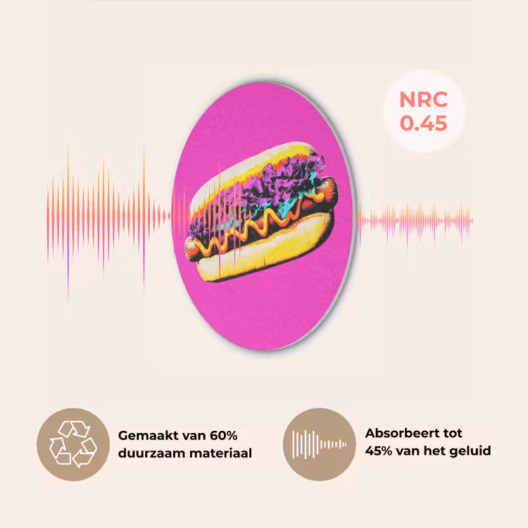 Hotdog - Roze - Retro Akoestische PET Vilt - Rond klein -USP_NL