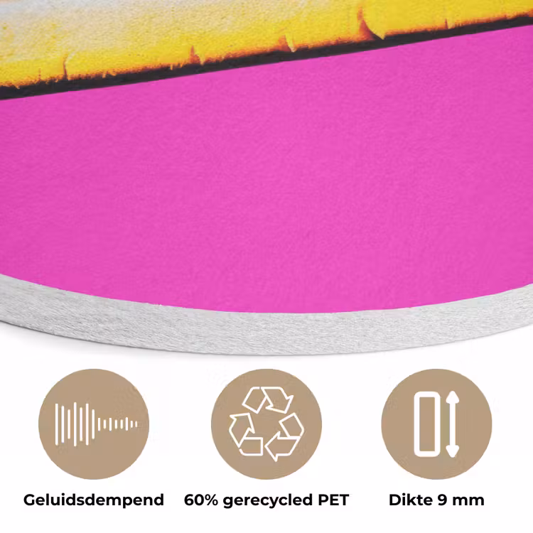 Hotdog - Roze - Retro Akoestische PET Vilt - Rond klein -closeup_NL