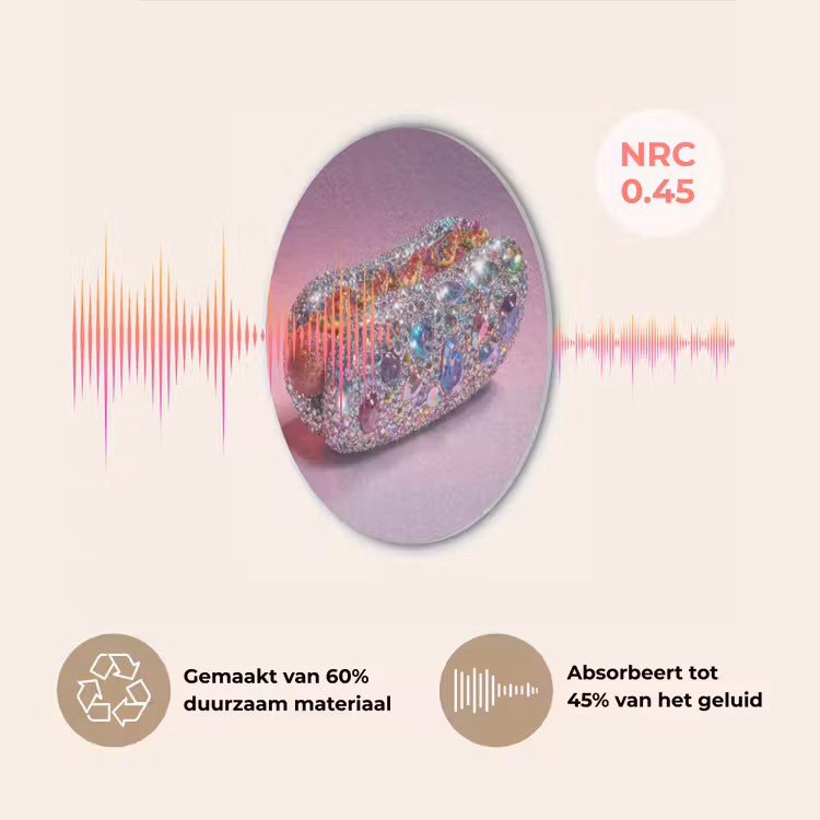 Hotdog - Steentjes - Glitters - Paars Akoestische PET Vilt - Rond klein -USP_NL