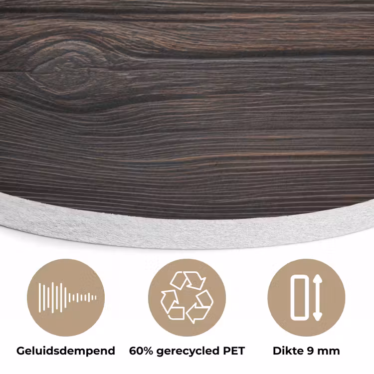 Hout - Grillige nerven Akoestische PET Vilt - Rond klein -closeup_NL