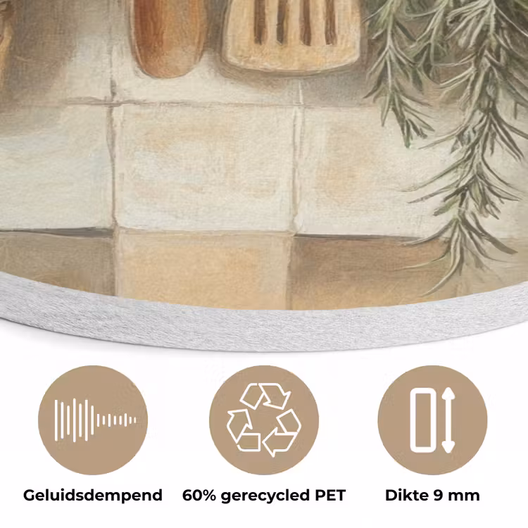 Hout - Keukengerei - Stilleven - Tegels Akoestische PET Vilt - Rond klein -closeup_NL