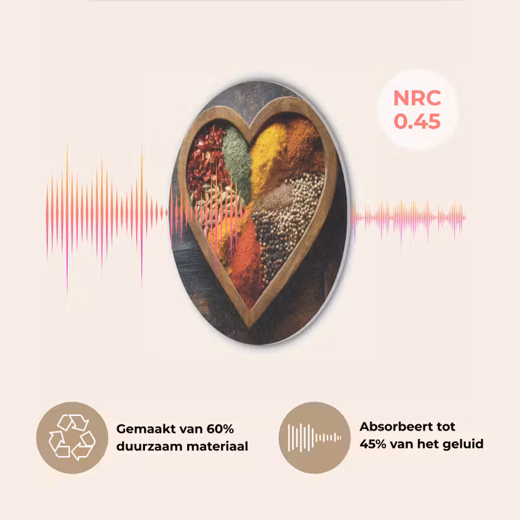 Houten - Hart - Kleurrijke - Specerijen Akoestische PET Vilt - Rond klein -USP_NL