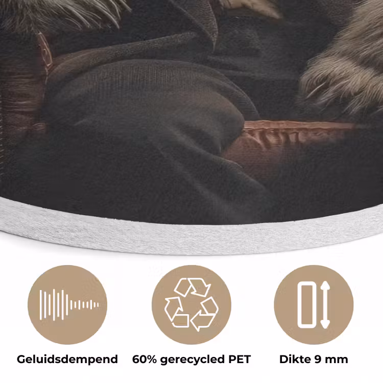 Ijsbeer - Hoed - Bril - Stoel Akoestische PET Vilt - Rond klein -closeup_NL