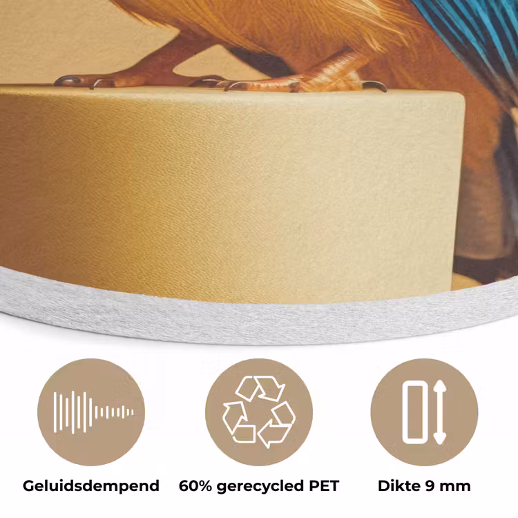 Ijsvogel - Pilaar - Koksmuts - Vogel Akoestische PET Vilt - Rond klein -closeup_NL
