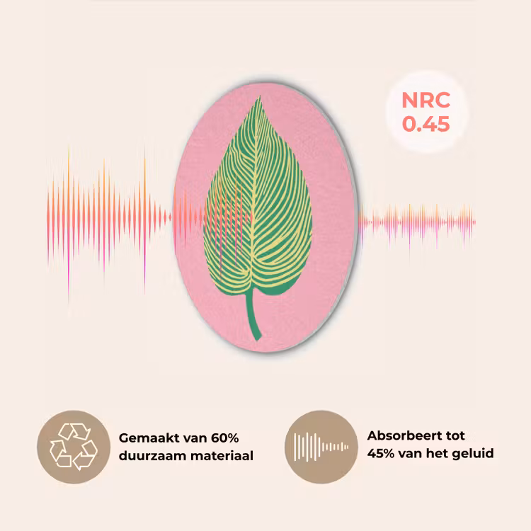 Illustratie - Blad - Minimalistisch - Groen Akoestische PET Vilt - Rond klein -USP_NL