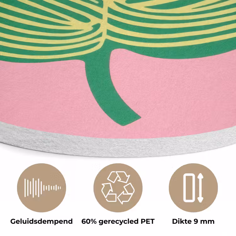 Illustratie - Blad - Minimalistisch - Groen Akoestische PET Vilt - Rond klein -closeup_NL