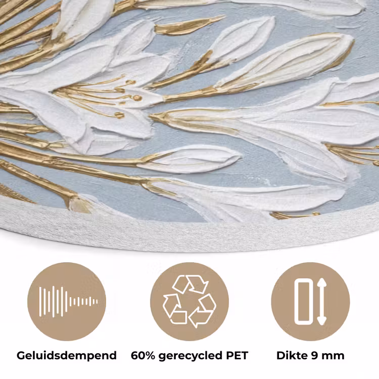 Illustratie - Bloemen - Blauw Akoestische PET Vilt - Rond klein -closeup_NL