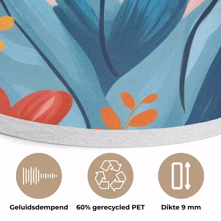 Illustratie - Bloemen - Kleurrijk Akoestische PET Vilt - Rond klein -closeup_NL