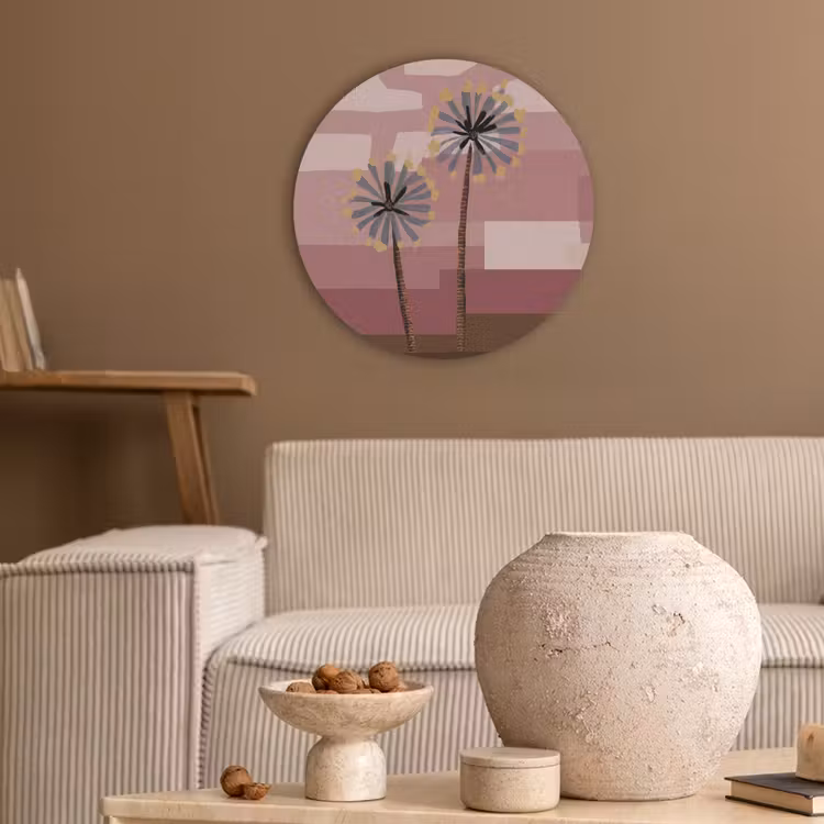 Illustratie - Bloemen - Vlakken - Abstract Akoestische PET Vilt - Rond klein -sfeer1