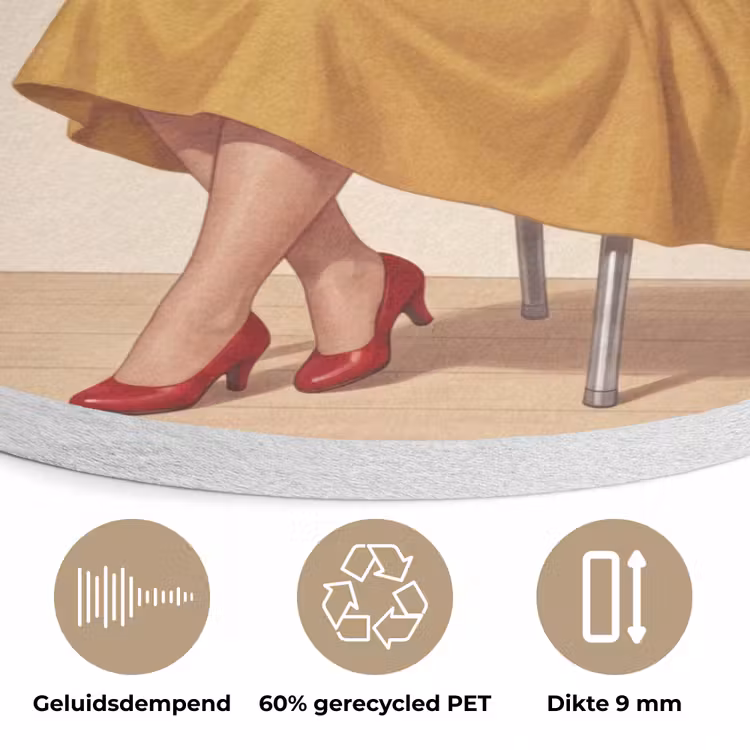 Illustratie - Mascara - Vrouw - Geel Akoestische PET Vilt - Rond klein -closeup_NL