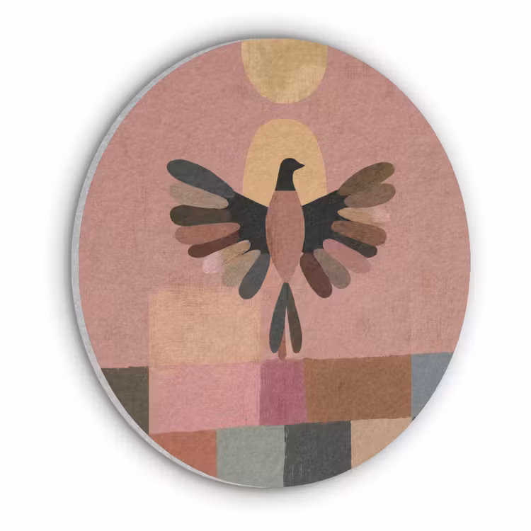 Illustratie - Vogel - Vlakken - Kleurrijk Akoestische PET Vilt - Rond klein -3d