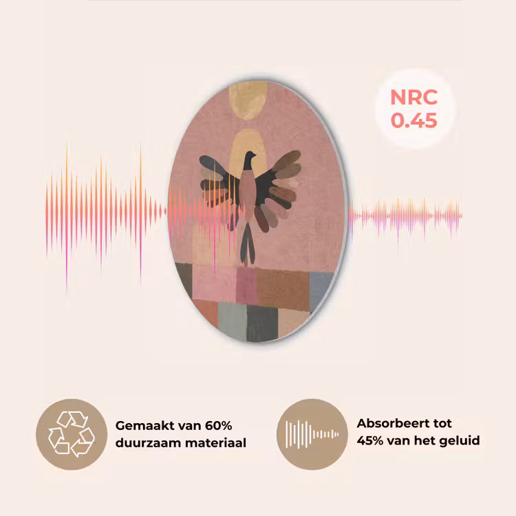 Illustratie - Vogel - Vlakken - Kleurrijk Akoestische PET Vilt - Rond klein -USP_NL