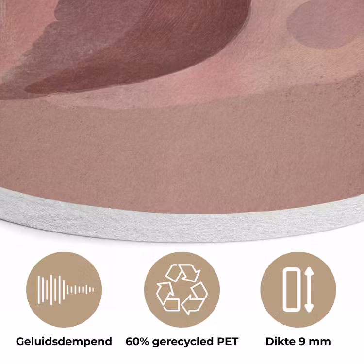 Illustratie - Vogels - Abstract - Roze Akoestische PET Vilt - Rond klein -closeup_NL