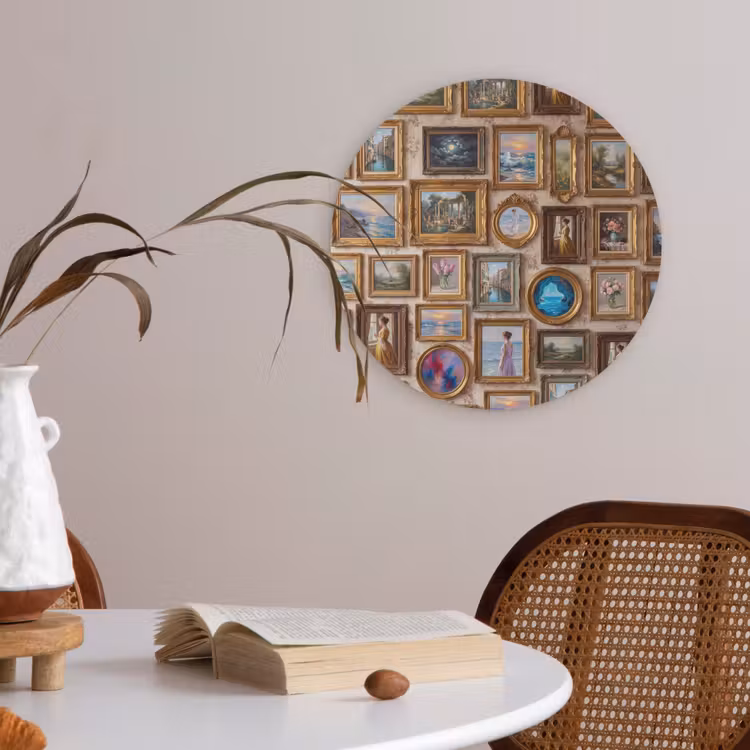 Interieur - Kunst - Collectie - Klassiek - Goud Akoestische PET Vilt - Rond klein -sfeer3