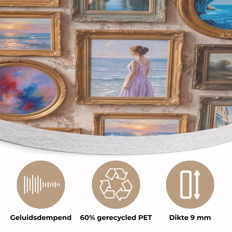 Interieur - Kunst - Collectie - Klassiek - Goud Akoestische PET Vilt - Rond klein -closeup_NL