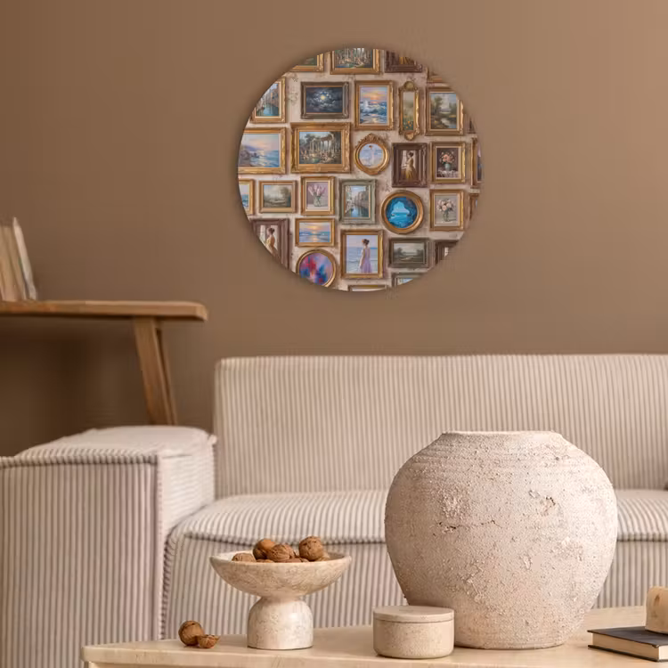 Interieur - Kunst - Collectie - Klassiek - Goud Akoestische PET Vilt - Rond klein -sfeer1