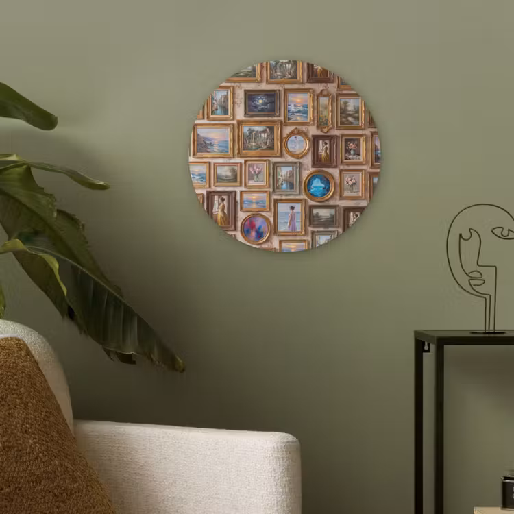 Interieur - Kunst - Collectie - Klassiek - Goud Akoestische PET Vilt - Rond klein -sfeer2