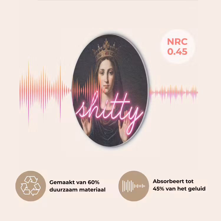 Ironisch - Tekst - Neon Akoestische PET Vilt - Rond klein -USP_NL