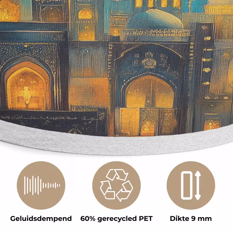 Islamitisch - Moskee - Ramadan - Islam Akoestische PET Vilt - Rond klein -closeup_NL