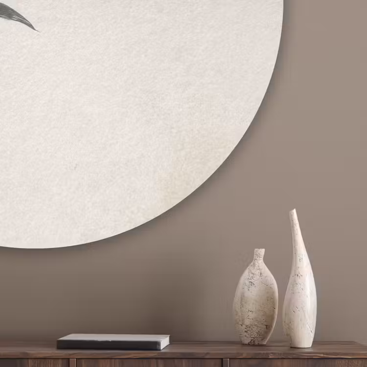Japandi - Bamboe - Beige Akoestische PET Vilt - Rond klein -sfeer5_closeup