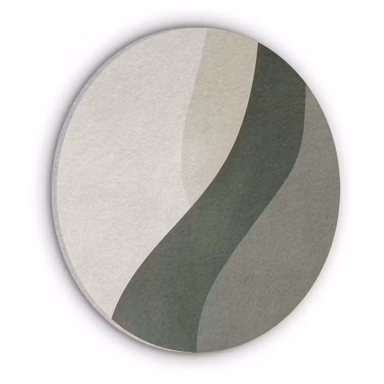Japandi - Groen - Abstract - Modern Akoestische PET Vilt - Rond klein -3d