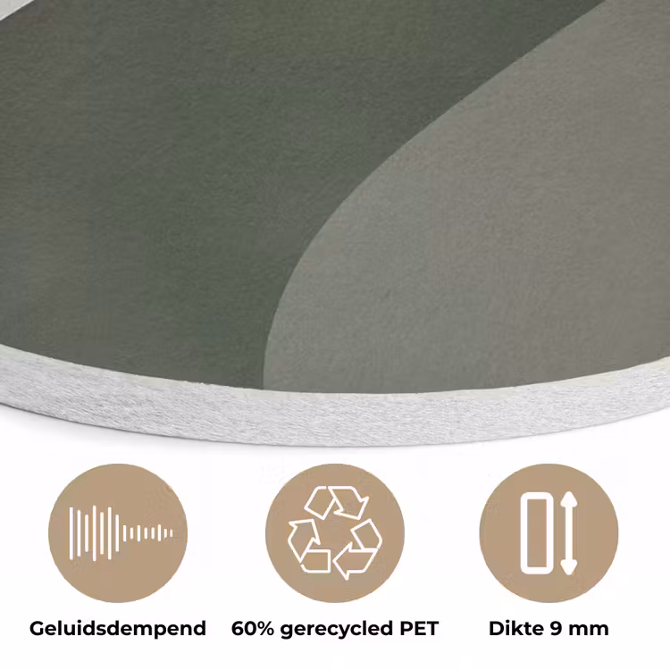Japandi - Groen - Abstract - Modern Akoestische PET Vilt - Rond klein -closeup_NL