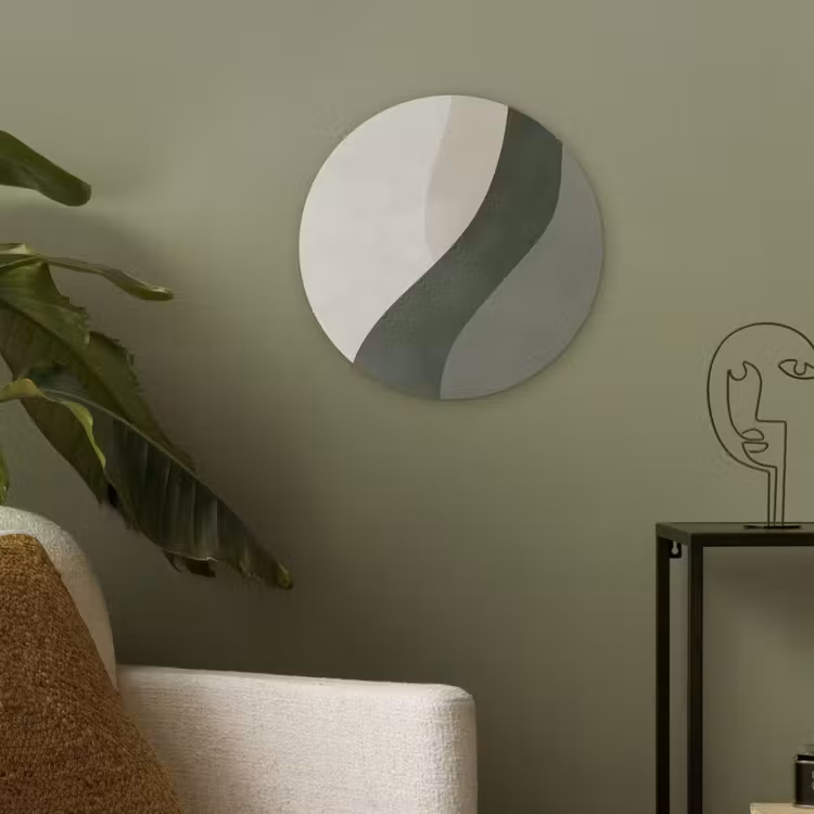 Japandi - Groen - Abstract - Modern Akoestische PET Vilt - Rond klein -sfeer2