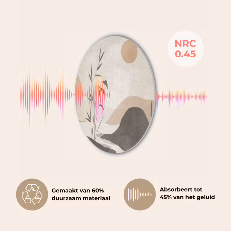 Japandi - Landschap - Beige Akoestische PET Vilt - Rond klein -USP_NL