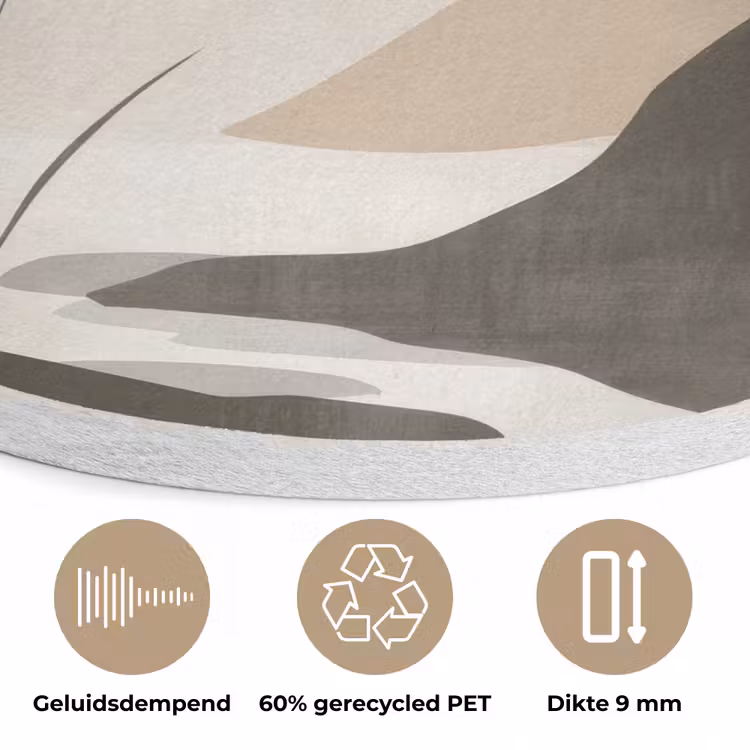 Japandi - Landschap - Beige Akoestische PET Vilt - Rond klein -closeup_NL