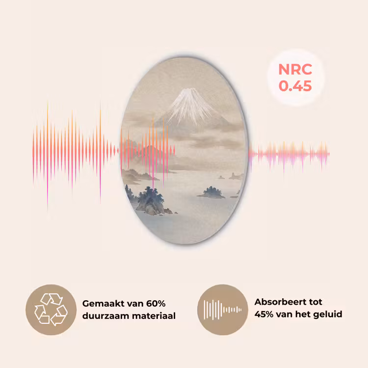 Japans - Landschap - Beige Akoestische PET Vilt - Rond klein -USP_NL