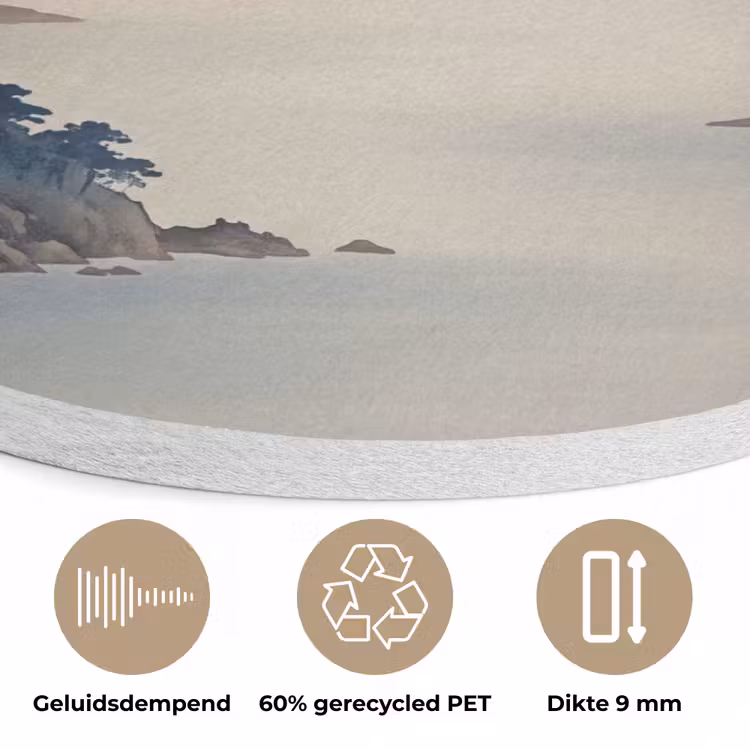 Japans - Landschap - Beige Akoestische PET Vilt - Rond klein -closeup_NL