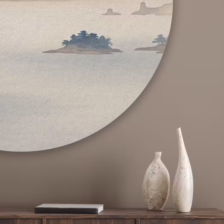 Japans - Landschap - Beige Akoestische PET Vilt - Rond klein -sfeer5_closeup
