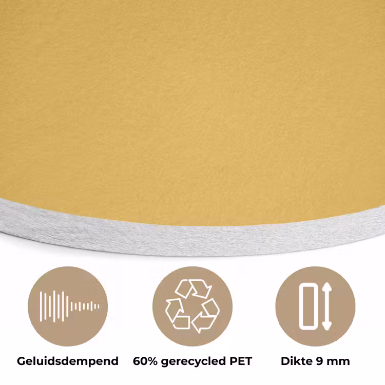 Joyful - Mustard - Geel Akoestische PET Vilt - Rond klein 838 -closeup_NL