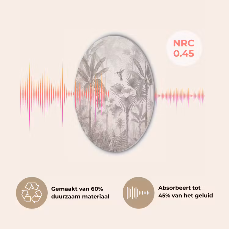 Jungle - Banenboom - Kolibrie - Beige Akoestische PET Vilt - Rond klein -USP_NL