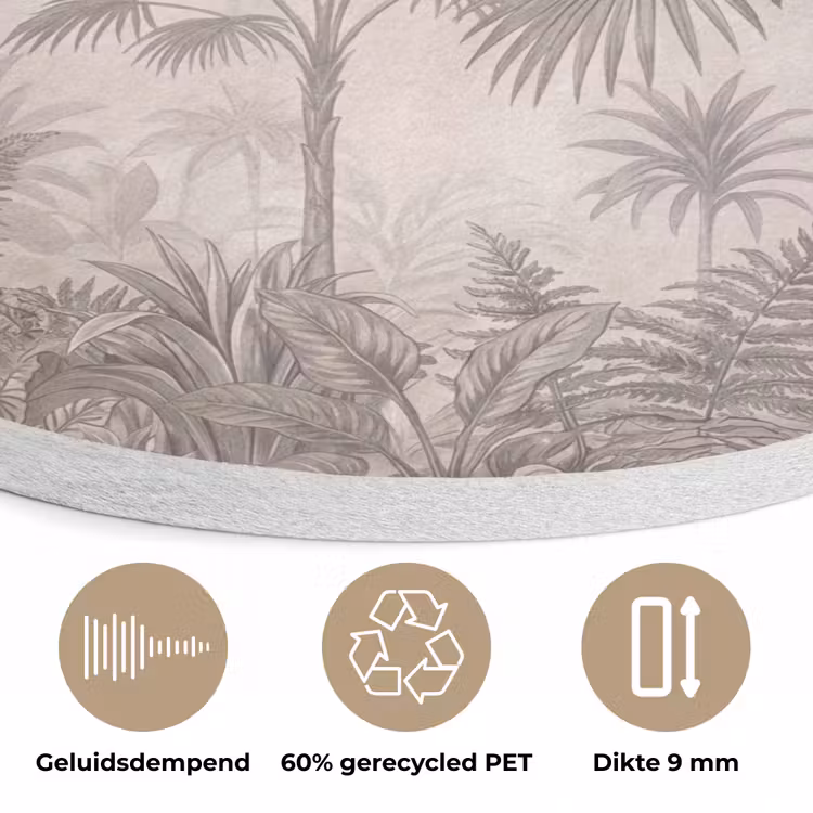 Jungle - Banenboom - Kolibrie - Beige Akoestische PET Vilt - Rond klein -closeup_NL