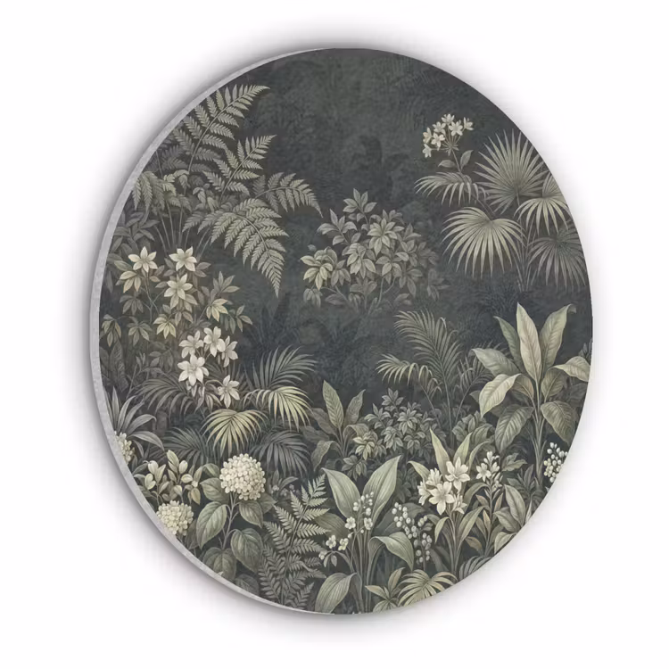 Jungle - Bladeren - Botanisch - Groen Akoestische PET Vilt - Rond klein -3d