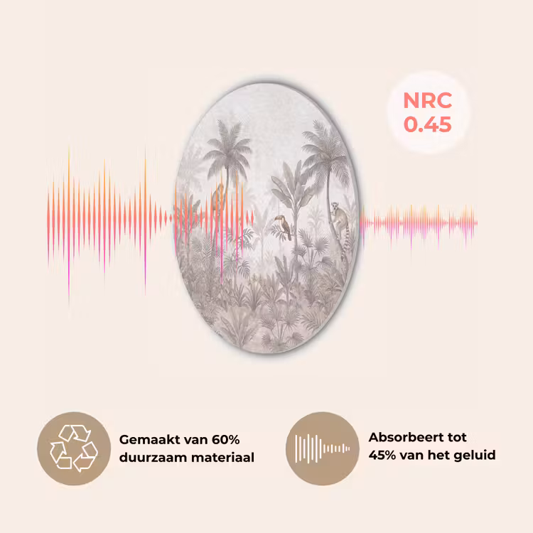 Jungle - Dieren - Palmbomen Akoestische PET Vilt - Rond klein -USP_NL