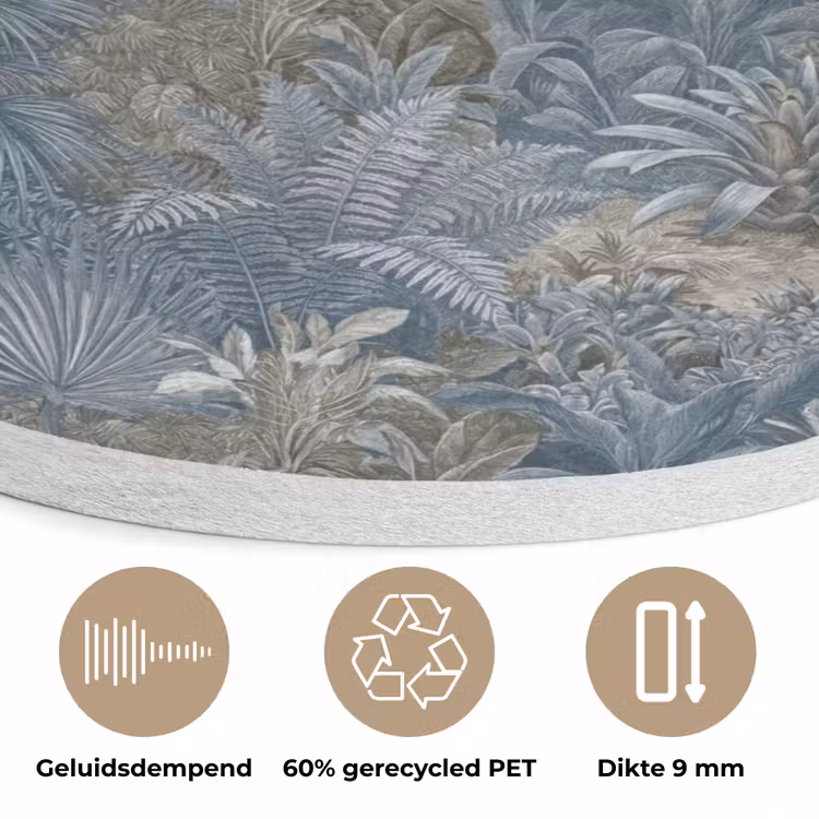Jungle - Landschap - Blauw Akoestische PET Vilt - Rond klein -closeup_NL