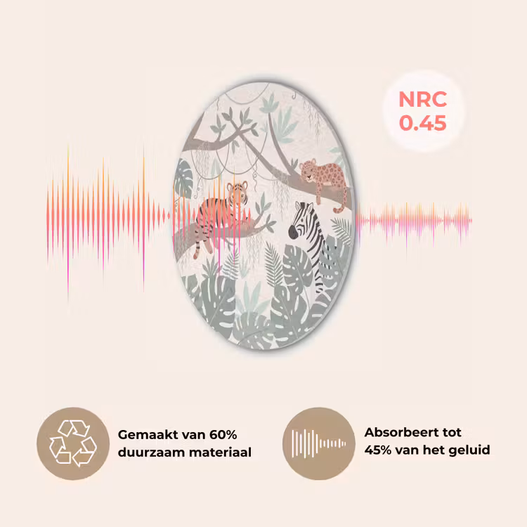 Jungle - Rustiek - Pastel Akoestische PET Vilt - Rond klein -USP_NL