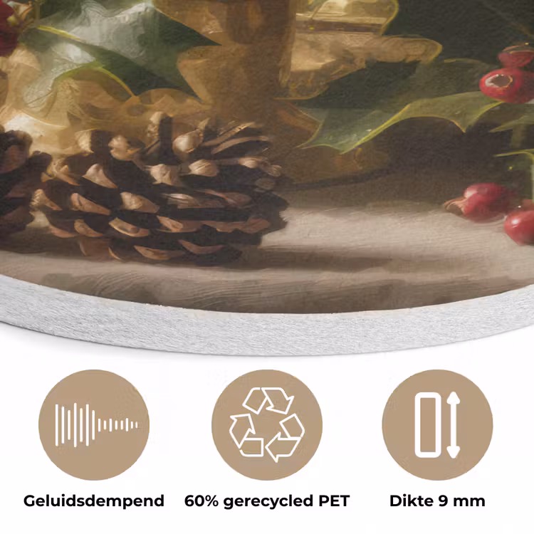 Kaarslicht - Kerst - Veelkleurig Akoestische PET Vilt - Rond klein -closeup_NL