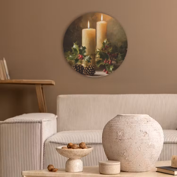 Kaarslicht - Kerst - Veelkleurig Akoestische PET Vilt - Rond klein -sfeer1