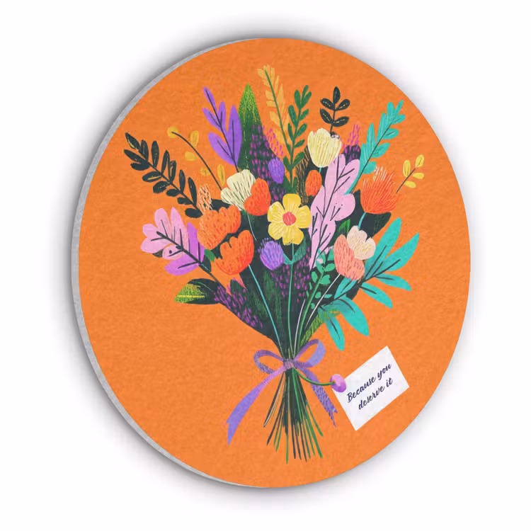 Kaartje - Boeket - Bloemen Akoestische PET Vilt - Rond klein -3d